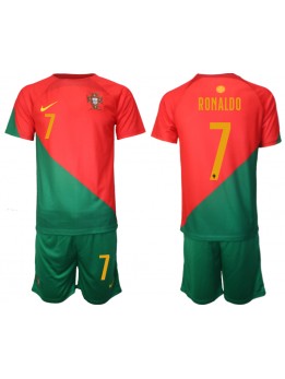 Billige Portugal Cristiano Ronaldo #7 Hjemmedraktsett Barn VM 2022 Kortermet (+ Korte bukser)